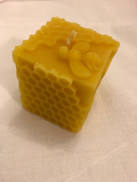 Candle - Bee on Comb Cube